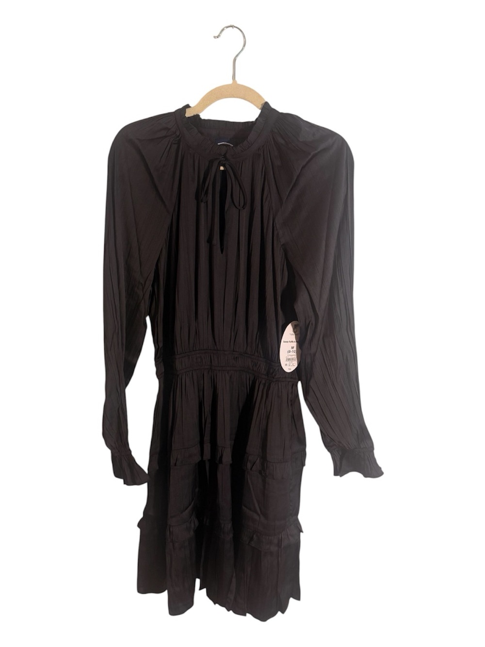 NWT Scoop Ruffle A-Line Dress in Black Size M